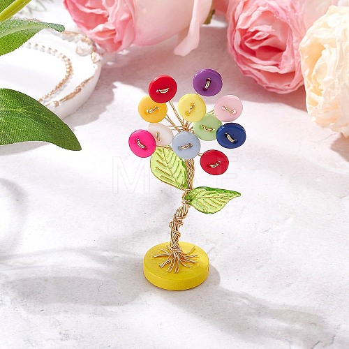 Resin Button Tree of Life Decorations AJEW-JF03414-01-1