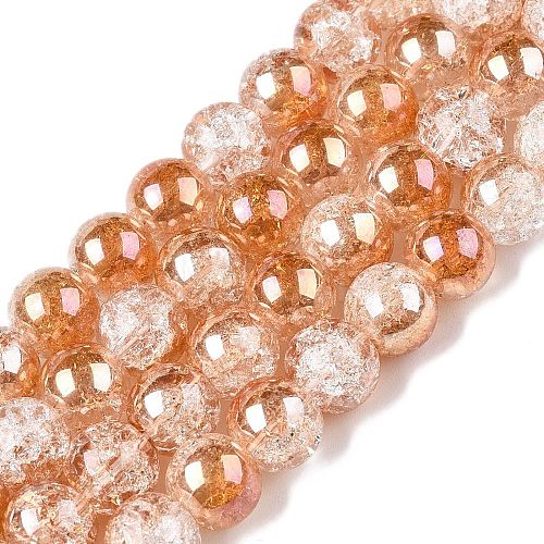 Electroplated Crackle Glass Beads Strands X-EGLA-N014-8mm-01-1