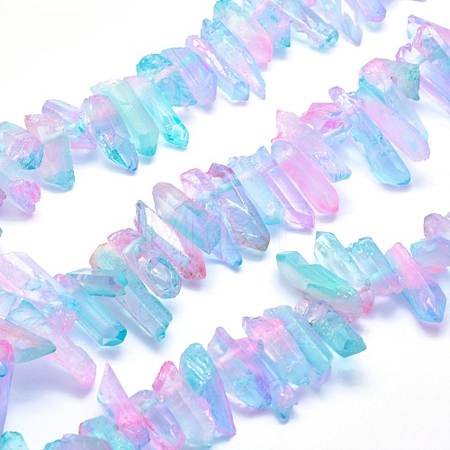 Electroplated Natural Quartz Crystal Beads Strands G-P368-06D-1