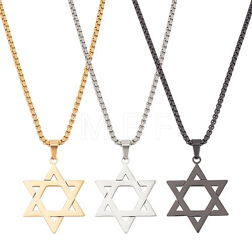 ANATTASOUL 3Pcs 3 Colors 304 Stainless Steel Pendant Necklaces Set NJEW-AN0001-82-1