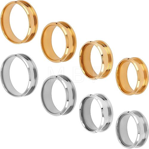 Unicraftale 8Pcs 8 Style 201 Stainless Steel Grooved Finger Ring Settings MAK-UN0001-37-1