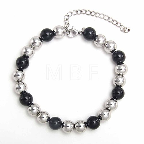 Simple Fashion Round Stainless Steel Beaded Bracelets for Women UG2742-11-1