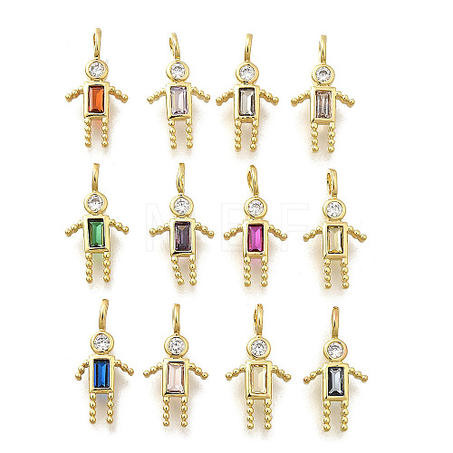 Brass Micro Pave Cubic Zirconia Pendants KK-D339-01G-02-1