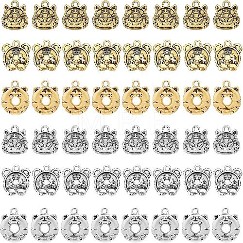 SUPERFINDINGS 48Pcs 6 Style Tibetan Style Alloy Pendants TIBEP-FH0001-19-1