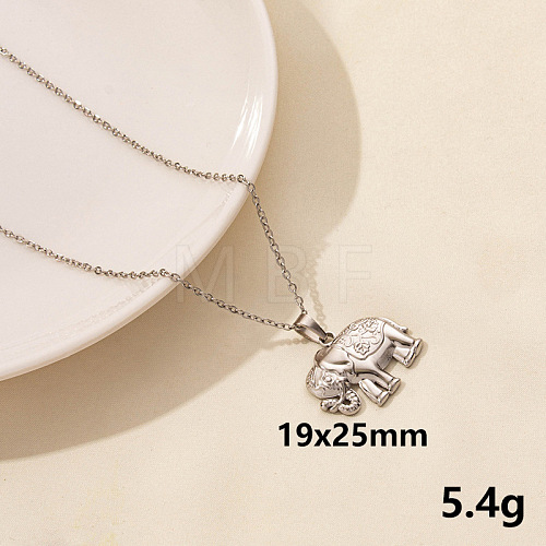 Animal Stainless Steel Elephant Pendant Necklace for Women QG3482-9-1