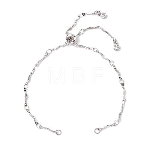 304 Stainless Steel Wave Bar Link Chain Slider Bracelet Makings AJEW-JB01256-02-1