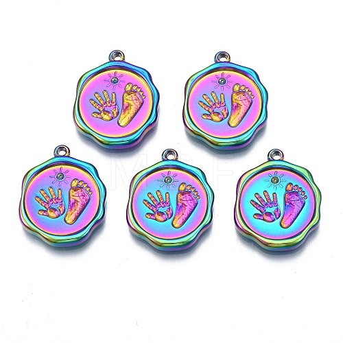 Rack Plating Rainbow Color 304 Stainless Steel Pendant Rhinestone Settings STAS-N098-034-1