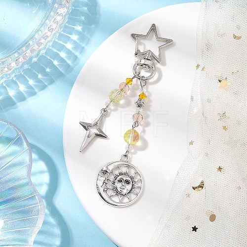 Glass Bead & Alloy Pendant Decorations HJEW-JM03016-01-1