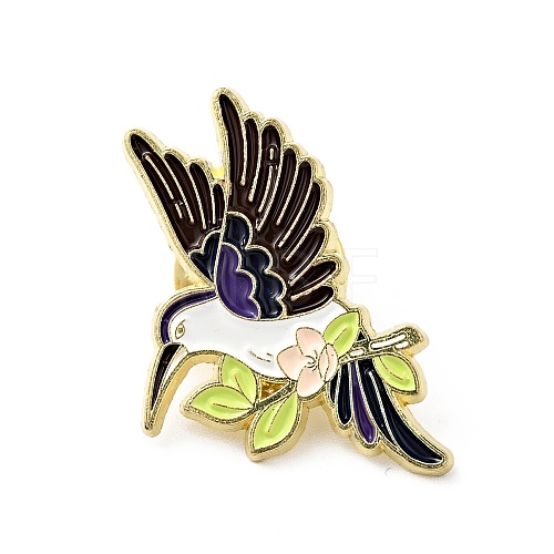 Bird with Branch Enamel Pin JEWB-J005-12C-G-1