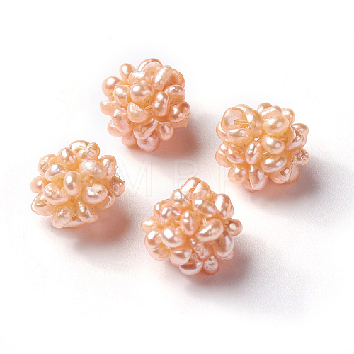 Handmade Natural Pearl Woven Beads PEAR-L022-A01-1