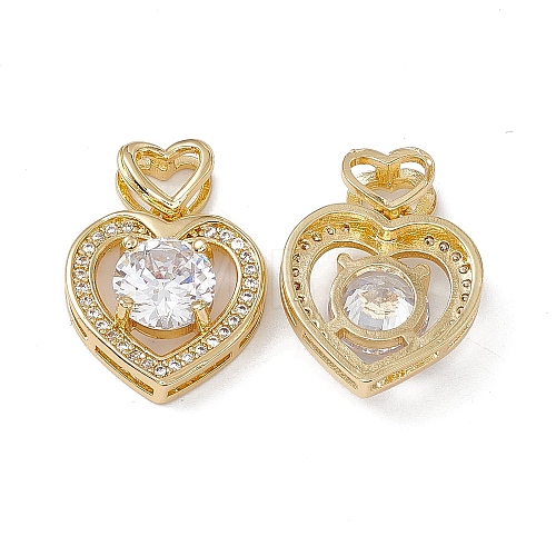 Brass Clear Cubic Zirconia Pendants KK-E068-VA122-1-1