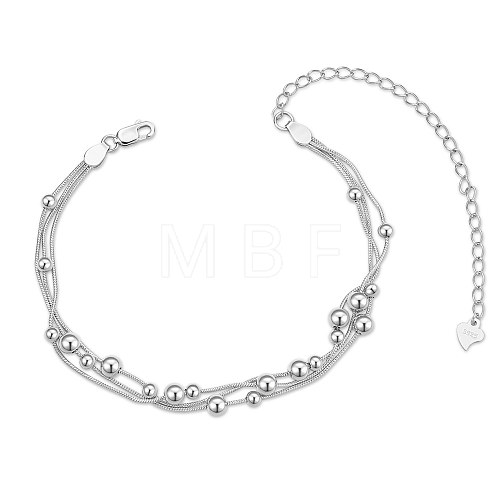 SHEGRACE Rhodium Plated 925 Sterling Silver Multi-Strand Bracelets JB620A-1