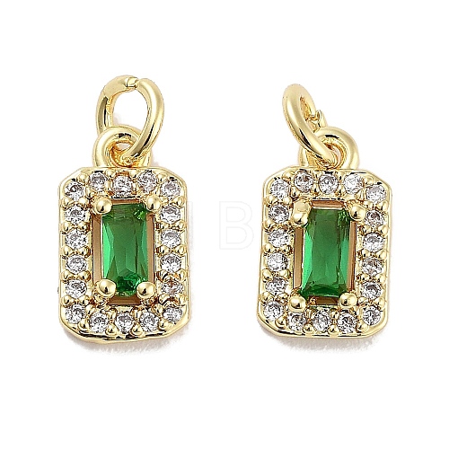 Brass Micro Pave Cubic Zirconia Charms KK-C051-11G-01-1