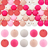 60Pcs 2 Styles Round Silicone Focal Beads with Fluorescence Acrylic Beads SIL-SP0001-01A-1