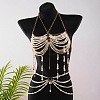 Alloy Sea Horse Imitation Pearl Round Beaded Layered Tassel Body Chest Waist Chains WGA0E03-03-1