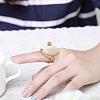 Real 18K Gold Plated Graceful Tin Alloy Cat Eye Animal Finger Rings for Women RJEW-BB01101-7A-6