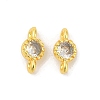 Brass Cubic Zirconia Flat Round Connector Charms KK-H204-02G-04-1