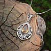 Alloy Topaz Rhinestone Pendant Necklaces FS-WG9981E-01-3