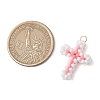 Beaded Cross Charms PALLOY-GD00002-03-2