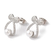 Bowknot Brass Micro Pave Clear Cubic Zirconia Stud Earrings EJEW-A110-06P-2