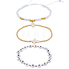 3Pcs 3 Style Rosary Bracelets Set with Virgin Mary Charm BJEW-AR0001-04-1
