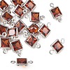 SHEGRACE Brass Pave Cubic Zirconia Square Connector Charms XGRQ2O169-440B-P-1