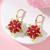 Valentine's Day Flower Natural Malaysian Jade & Glass Seed Beaded Leverback Earrings EJEW-MZ00700-02-1