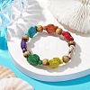 Beach Turtle Dyed Synthetic Turquoise Stretch Bracelets BJEW-JB10297-02-2