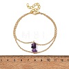 Brass Cable Chains & Natural Amethyst Chip Beads Double Layers Bracelets for Women BJEW-JB14134-03-4
