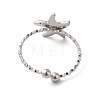 304 Stainless Steel Starfish Open Cuff Rings for Women RJEW-H136-06P-3