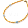 Evil Eye Lampwork & Glass Seed Beaded Bracelet with Real 18K Gold Plated 304 Stainless Steel Clasps BJEW-JB09998-04-2