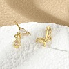 Brass Micro Pave Clear Cubic Zirconia Stud Earrings EJEW-R016-26G-02-3