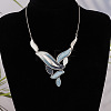 Leaf Alloy Enamel Pendant Necklaces & Stud Dangle Earrings Sets WG51EEA-01-3