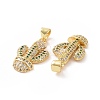 Brass Micro Pave Cubic Zirconia Pendants ZIRC-P106-15G-3