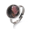 Half Round Natural Rhodonite Finger Rings RJEW-M062-01P-07-2