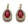 Golden Plated Brass Micro Pave Clear Cubic Zirconia Pendants ZIRC-F123-04J-1