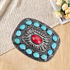 1Pc Rectangle Alloy & Synthetic Turquoise Buckles FIND-CL0002-38A-7