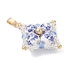 Handmade Flower Printed Porcelain Ceramic Pendants PALLOY-MZ01252-3