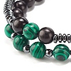 2Pcs 2 Style Natural Wood & Synthetic Hematite & Malachite Beaded Stretch Bracelets Set BJEW-JB07948-01-6