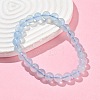 Natural Aquamarine Round Bead Stretch Bracelets for Men Women BJEW-U034-01D-02-3
