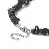 Natural Obsidian Chip Beaded Necklaces with 304 Stainless Steel Lobster Claw Clasp & Chain Extender NJEW-JN04225-03-3