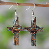 Printed Both Sides Wood Dangle Earrings FS-WGB0329-01-1