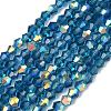 Electroplate Transparent Glass Beads Strands EGLA-K015-18O-1