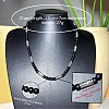 Vintage Frosted 6MM Natural Black Onyx(Dyed & Heated) Round Beaded Necklaces with Alloy Tube for Men KE3601-2