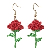 3 Pairs Flower Handmade Glass Seed Beads Dangle Earrings EJEW-MZ00684-3