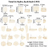 Unicraftale 32Pcs 16 Style Oval & Rectangle & Fan & Butterfly Natural Ash Wood Stud Earring Findings EJEW-UN0002-29-4