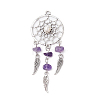 Natural Amethyst Chip Big Pendants PALLOY-AL0070-01-1