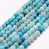 Frosted Natural Agate Beads Strands G-F365-8mm-03-1