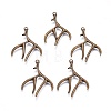 Tibetan Style Alloy Deer Antler Pendants X-TIBEP-S261-AB-FF-2