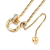 304 Stainless Steel Micro Pave Clear Cubic Zirconia Ring Pendant Twisted Chain Lariat Necklaces LS-NJEW-P318-01G-2